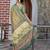 beige olive shimmer handloom cotton blend saree with floral print (sfhcs303)
