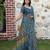 teal multicolor shimmer handloom cotton blend saree floral print