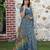 teal multicolor shimmer handloom cotton blend saree floral print