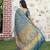 teal multicolor shimmer handloom cotton blend saree floral print