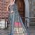 teal pink shimmer handloom cotton blend saree floral print