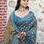 teal multicolor shimmer handloom cotton blend saree floral print