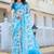 white blue cotton blend digital print saree (sfcl542)