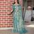 sea green multicolor shimmer handloom cotton blend saree with floral print