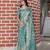 sea green multicolor shimmer handloom cotton blend saree with floral print