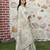 cream multicolor shimmer handloom cotton blend saree with floral border print