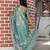 sea green multicolor shimmer handloom cotton blend saree with floral print