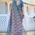 grey blue cotton blend saree with floral print
