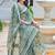 sea green cotton blend saree floral print