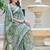 sea green cotton blend saree floral print