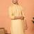 Cotton stripe knee length beige kurta