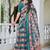 teal cotton blend digital print saree (sfcl536)