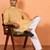 Cotton stripe knee length beige kurta