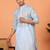 Cotton stripe knee length blue kurta