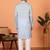 Cotton stripe knee length blue kurta