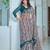 teal grey cotton blend saree with floral print