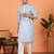 Cotton stripe knee length blue kurta