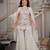 White floral embroidered kurta palazzo set with dupatta