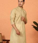 Cotton stripe knee length green kurta