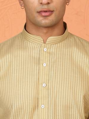 Cotton stripe knee length green kurta 2