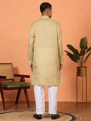Cotton stripe knee length green kurta 3