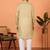 Cotton stripe knee length green kurta