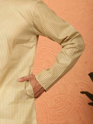 Cotton stripe knee length green kurta 4