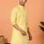 Cotton stripe knee length yellow kurta