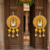 handmade shubh labh cow door hanging yellow floral decorative festive home wall hanging (pack of 2)