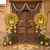 handmade shubh labh cow door hanging yellow floral decorative festive home wall hanging (pack of 2)