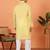Cotton stripe knee length yellow kurta