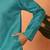 Cotton stripe knee length teal blue kurta