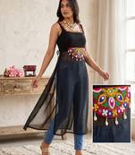 Navratri ready black traditional kurti with mirror work