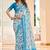 blue cotton blend saree with floral print (sfcl531)