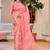 peach cotton blend saree floral print