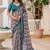 green cotton blend saree floral print