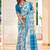 blue cotton blend saree with floral print (sfcl531)