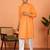 Cotton stripe knee length orange kurta