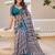 green cotton blend saree floral print