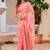 peach cotton blend saree floral print