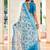 blue cotton blend saree with floral print (sfcl531)