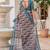 green cotton blend saree floral print