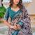 green cotton blend saree floral print
