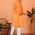 Cotton stripe knee length orange kurta