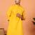 Cotton stripe knee length yellow kurta