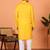 Cotton stripe knee length yellow kurta