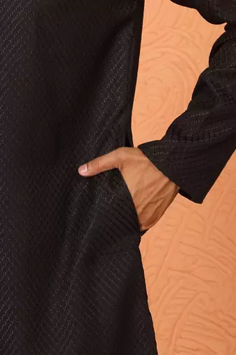 Chikan embroidered cotton rayon black kurta