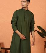 Chikan embroidered cotton rayon green kurta