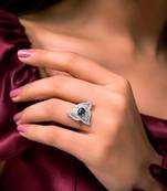 Vintage Blue Sapphire Statement Ring, Art Deco Floral Cluster Ring
