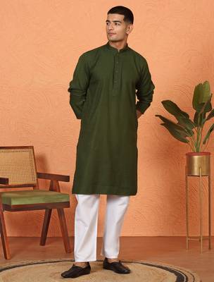 Chikan embroidered cotton rayon green kurta 5